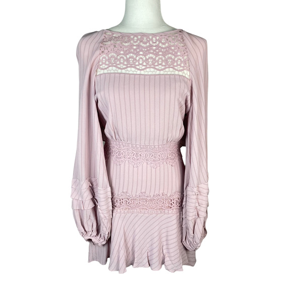 Free People Dress Mini Long Sleeve Lace Boho Lilac Purple Crush on You Sz 4 NWT - Picture 5 of 13